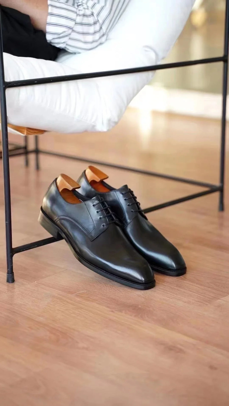 Chaussures habillées italiennes pour hommes – Luxe en cuir véritable, faites à la main, bout carré, lacets, idéales pour affaires et soirées