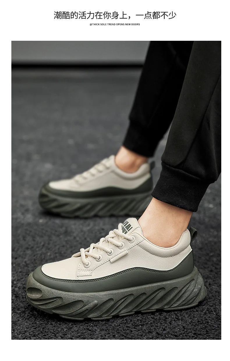 Men's Thick Sole Casual Shoes - Fashionable, Low-Top, Non-Slip, Comfortable Outdoor Sneakers