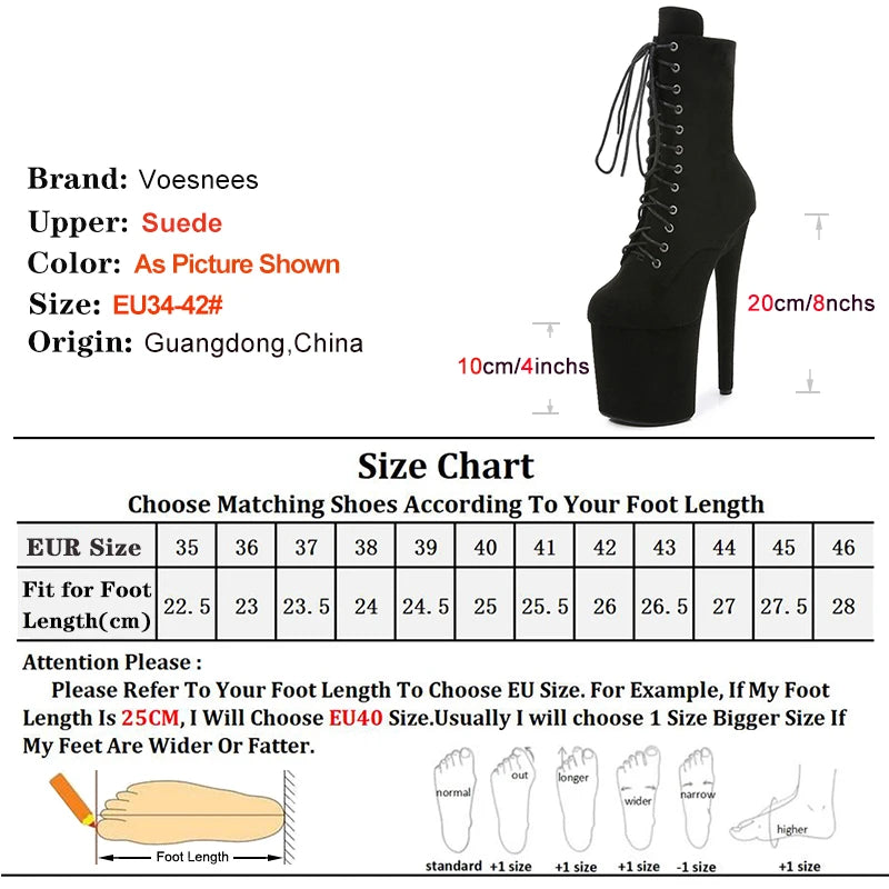 Women's Fetish Ankle Boots - Super High Heel, Western Style, Evening and Nightclub