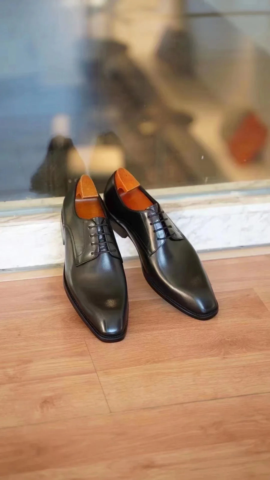 Chaussures habillées italiennes pour hommes – Luxe en cuir véritable, faites à la main, bout carré, lacets, idéales pour affaires et soirées