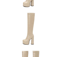 Bottes Femme Grande Taille à Talon Épais et Plateforme – FANAN AYY-A8-13 | Bottes Genou Élégantes &amp; Sexy Automne
