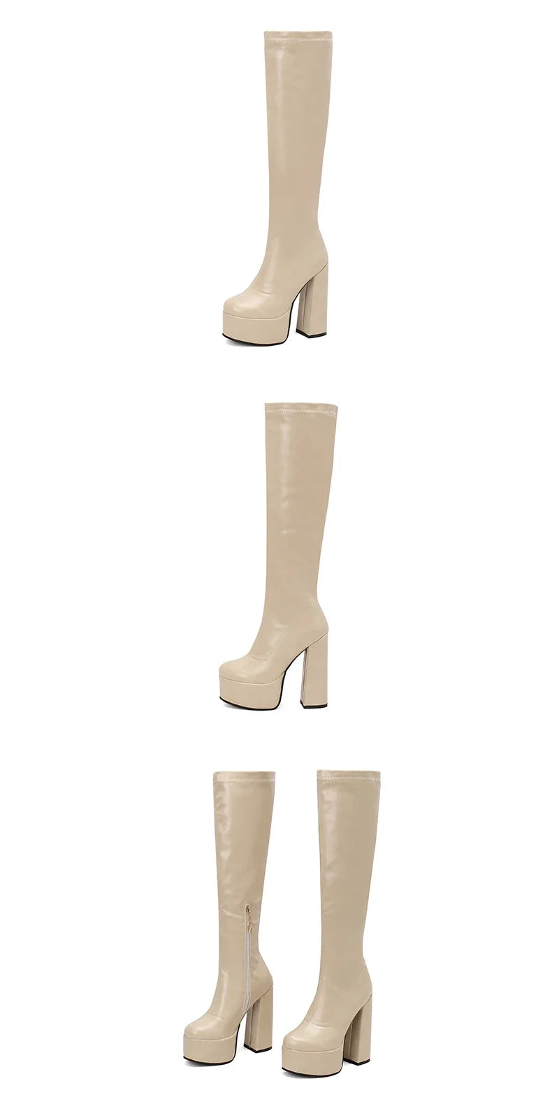 Bottes Femme Grande Taille à Talon Épais et Plateforme – FANAN AYY-A8-13 | Bottes Genou Élégantes & Sexy Automne