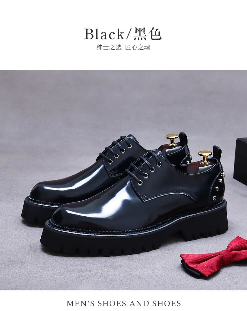 YETTIES Derby Classique – Chaussures Homme en Cuir Véritable