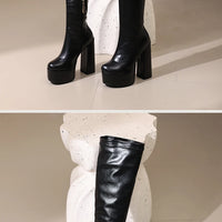Bottes Femme Grande Taille à Talon Épais et Plateforme – FANAN AYY-A8-13 | Bottes Genou Élégantes &amp; Sexy Automne