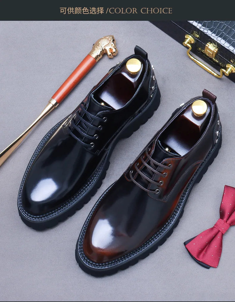 YETTIES Derby Classique – Chaussures Homme en Cuir Véritable