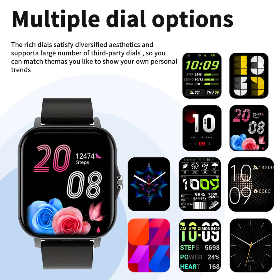 Unisex Smartwatch - Wireless Calls, Multiple App Notifications, Sports Smartwatch Compatible with iPhone and Android