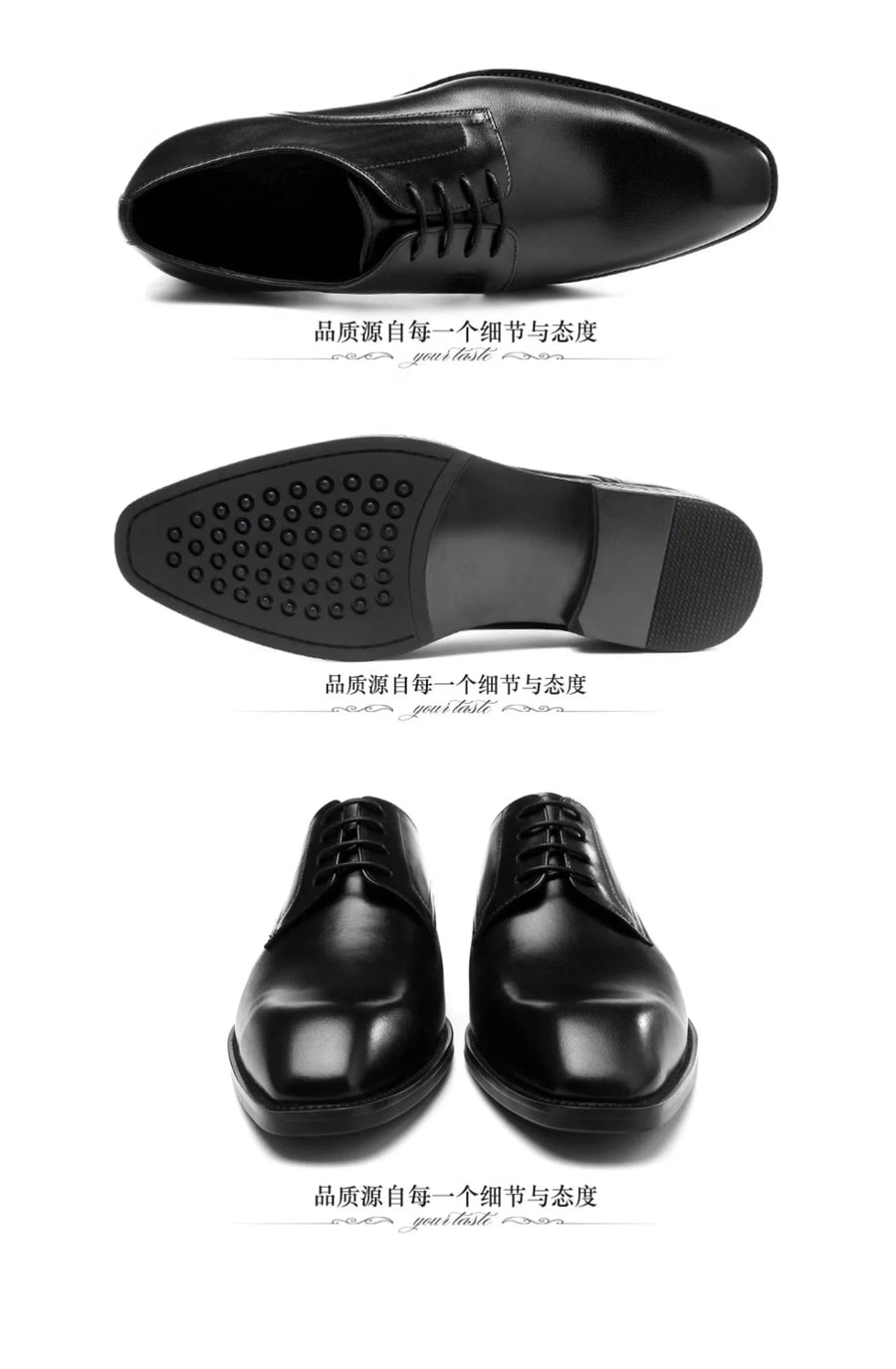 Chaussures habillées italiennes pour hommes – Luxe en cuir véritable, faites à la main, bout carré, lacets, idéales pour affaires et soirées