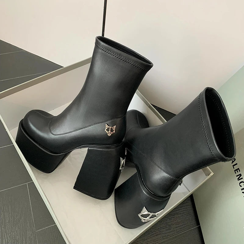 Women's designer ankle boots - 14 cm heel, stretch, bold and sexy look