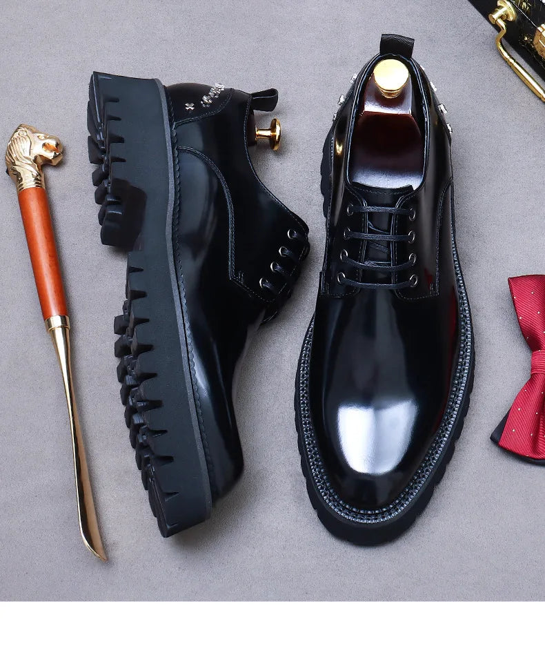 YETTIES Derby Classique – Chaussures Homme en Cuir Véritable
