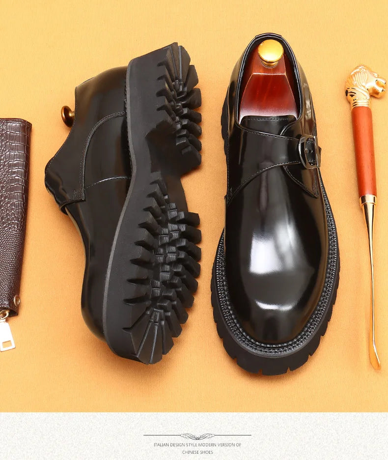 Oxford & Derby Homme – Chaussures Britanniques en Cuir Véritable, Semelle Épaisse, Business & Casual Élégant