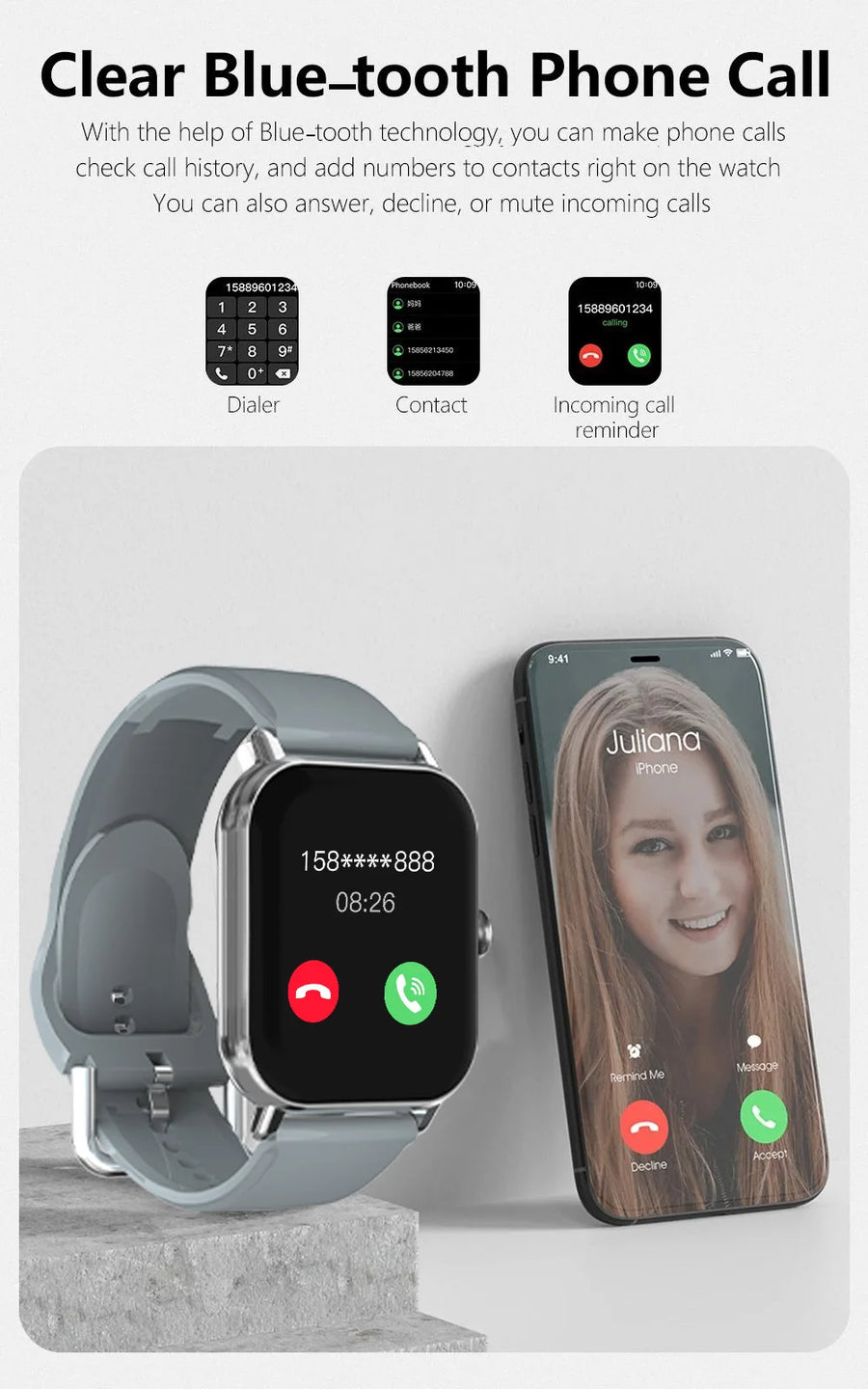 LAXASFIT 1.73” Smartwatch – Unisex Smartwatch with Customizable Dials, Health Tracking, Bluetooth, Calls & Notifications, Android & iOS Compatible
