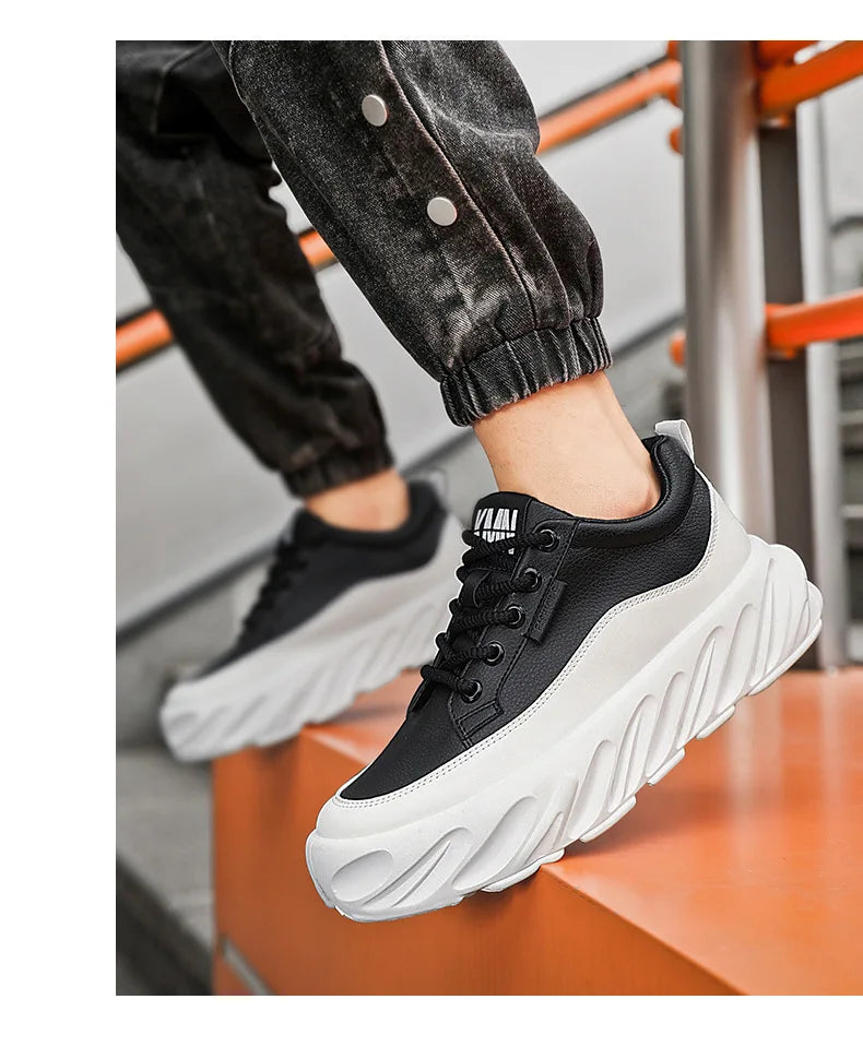 Men's Thick Sole Casual Shoes - Fashionable, Low-Top, Non-Slip, Comfortable Outdoor Sneakers