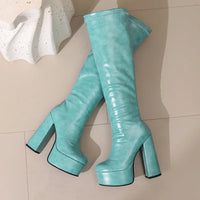 Bottes Femme Grande Taille à Talon Épais et Plateforme – FANAN AYY-A8-13 | Bottes Genou Élégantes &amp; Sexy Automne