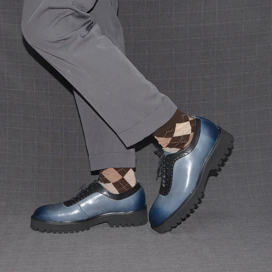 Chaussures Oxford Homme Élégantes en Cuir Véritable – Talon Réhaussant, Bout Rond, Style Bureau et Casual