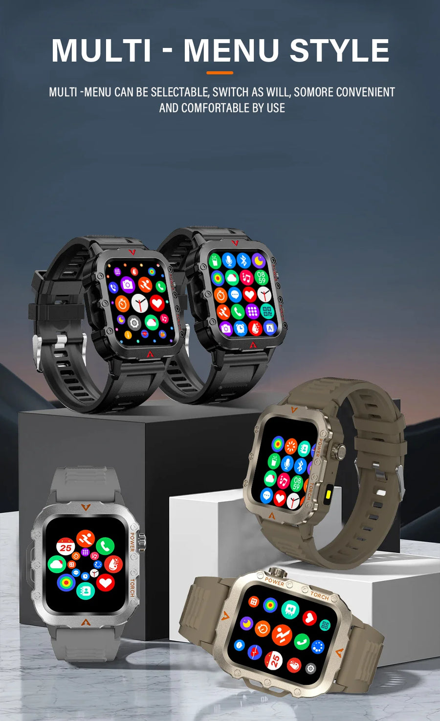 LAXASFIT™ 5610 – Smartwatch Sport; Santé | Écran HD 1.71’’