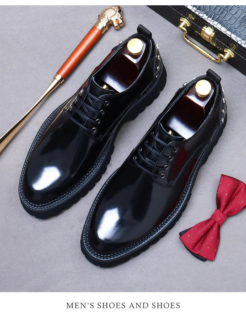 YETTIES Derby Classique – Chaussures Homme en Cuir Véritable