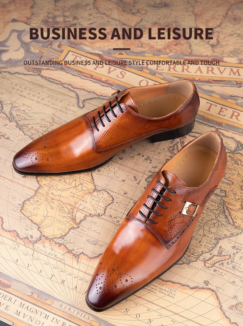 YAOLIDA Prestige Oxford – Men's Genuine Leather Wedding; Business Shoes