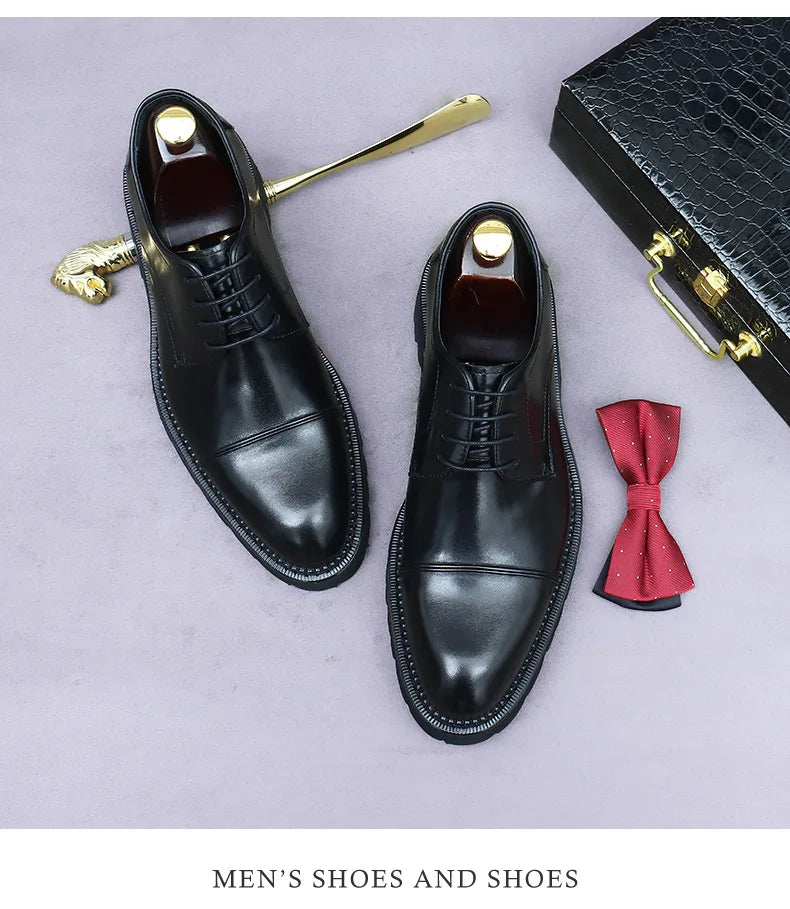 XXCZDOU, Chaussures Homme Rétro 2025 – Cuir Véritable de Luxe, Handmade, Style Britannique Élégant, Plateforme Confortable – Idéal Mariage & Soirée