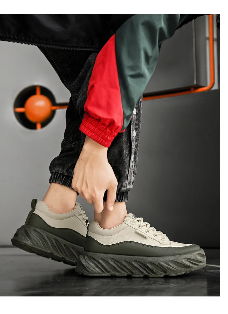 Men's Thick Sole Casual Shoes - Fashionable, Low-Top, Non-Slip, Comfortable Outdoor Sneakers