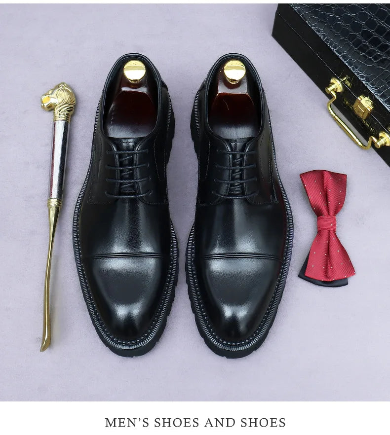 XXCZDOU, Chaussures Homme Rétro 2025 – Cuir Véritable de Luxe, Handmade, Style Britannique Élégant, Plateforme Confortable – Idéal Mariage & Soirée