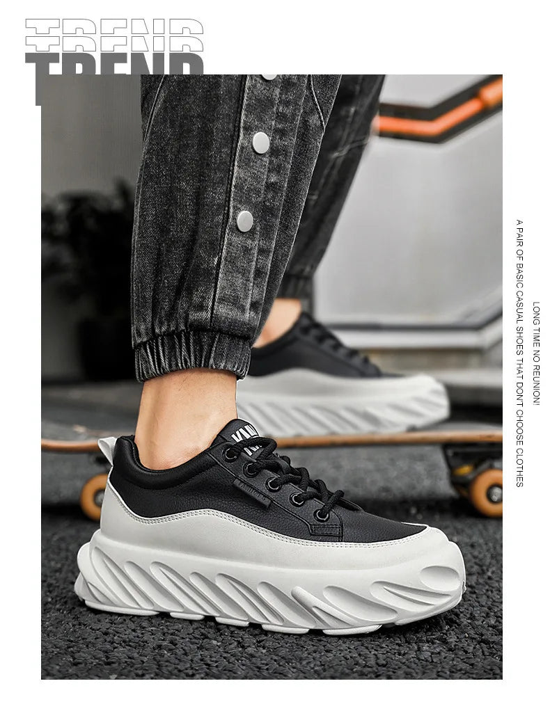 Men's Thick Sole Casual Shoes - Fashionable, Low-Top, Non-Slip, Comfortable Outdoor Sneakers