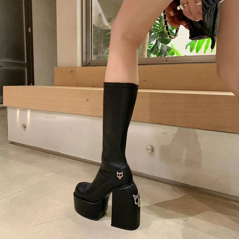 Women's designer ankle boots - 14 cm heel, stretch, bold and sexy look
