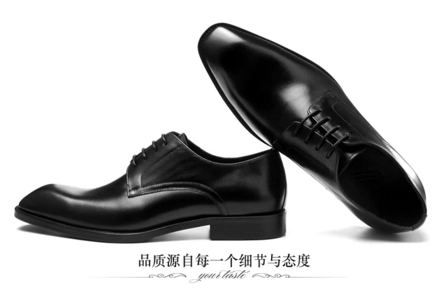 Chaussures habillées italiennes pour hommes – Luxe en cuir véritable, faites à la main, bout carré, lacets, idéales pour affaires et soirées