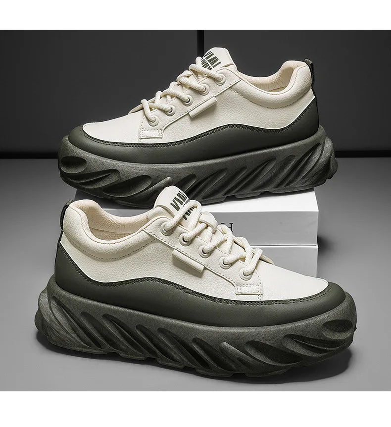 Men's Thick Sole Casual Shoes - Fashionable, Low-Top, Non-Slip, Comfortable Outdoor Sneakers