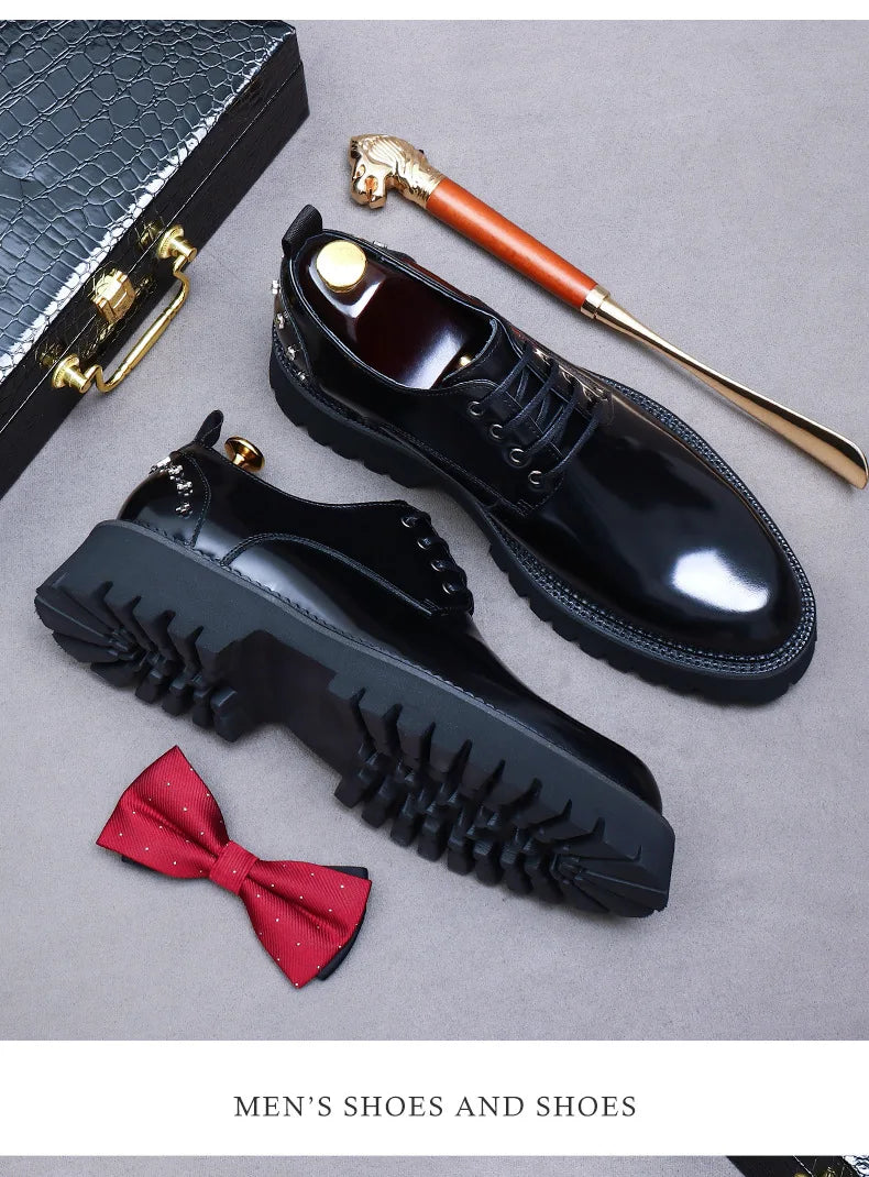 YETTIES Derby Classique – Chaussures Homme en Cuir Véritable