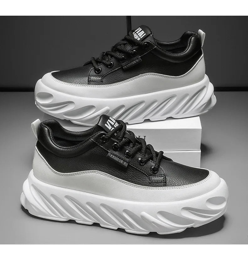 Men's Thick Sole Casual Shoes - Fashionable, Low-Top, Non-Slip, Comfortable Outdoor Sneakers