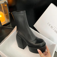 Women's designer ankle boots - 14 cm heel, stretch, bold and sexy look