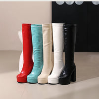Bottes Femme Grande Taille à Talon Épais et Plateforme – FANAN AYY-A8-13 | Bottes Genou Élégantes &amp; Sexy Automne