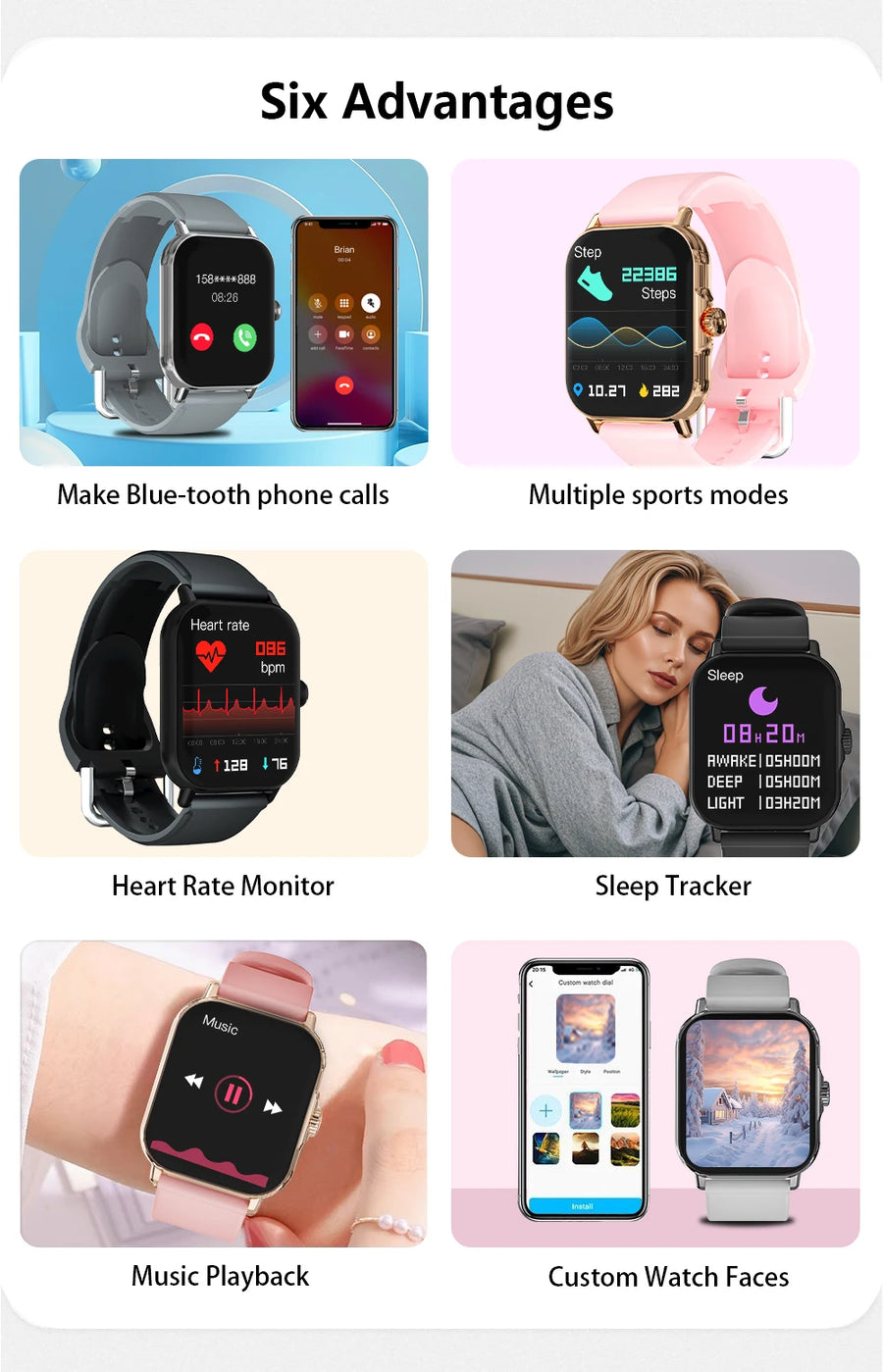LAXASFIT 1.73” Smartwatch – Unisex Smartwatch with Customizable Dials, Health Tracking, Bluetooth, Calls & Notifications, Android & iOS Compatible