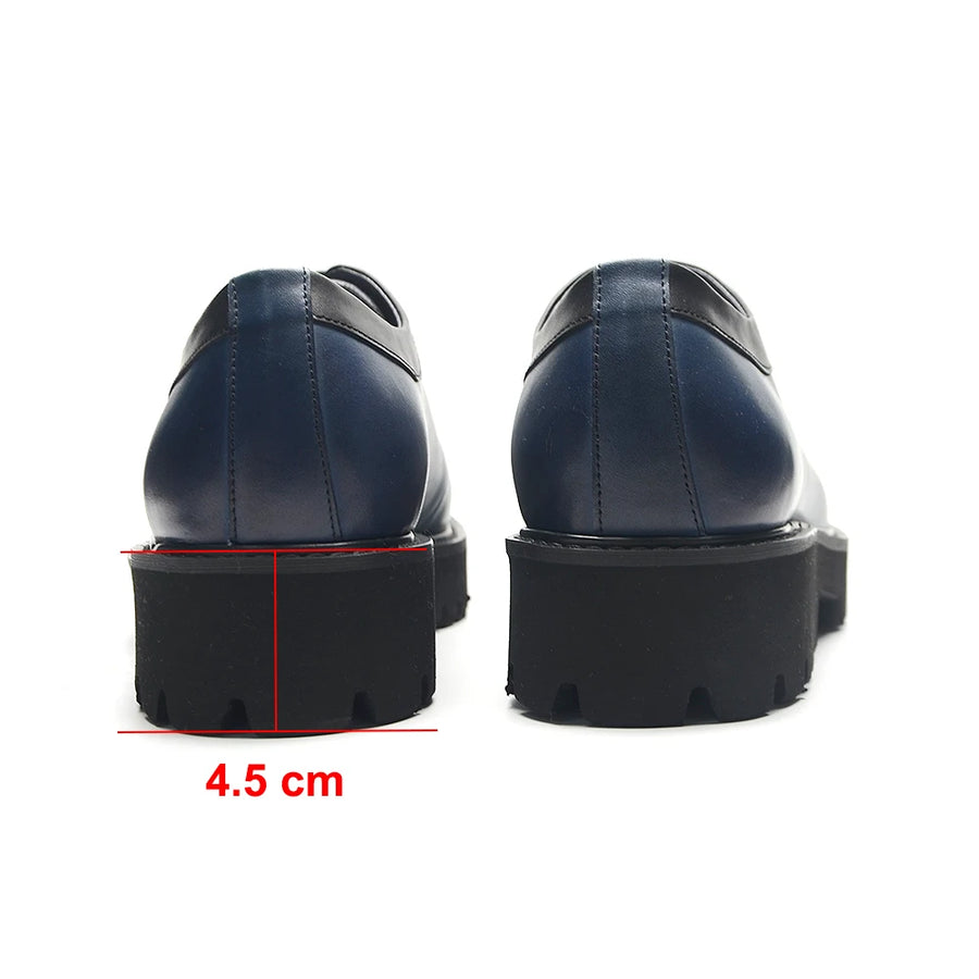 Chaussures Oxford Homme Élégantes en Cuir Véritable – Talon Réhaussant, Bout Rond, Style Bureau et Casual