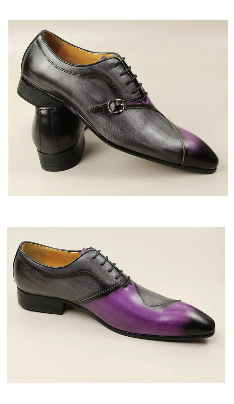 Chaussures Homme YAOLIDA – Oxford en Cuir Véritable avec Boucle Latérale
