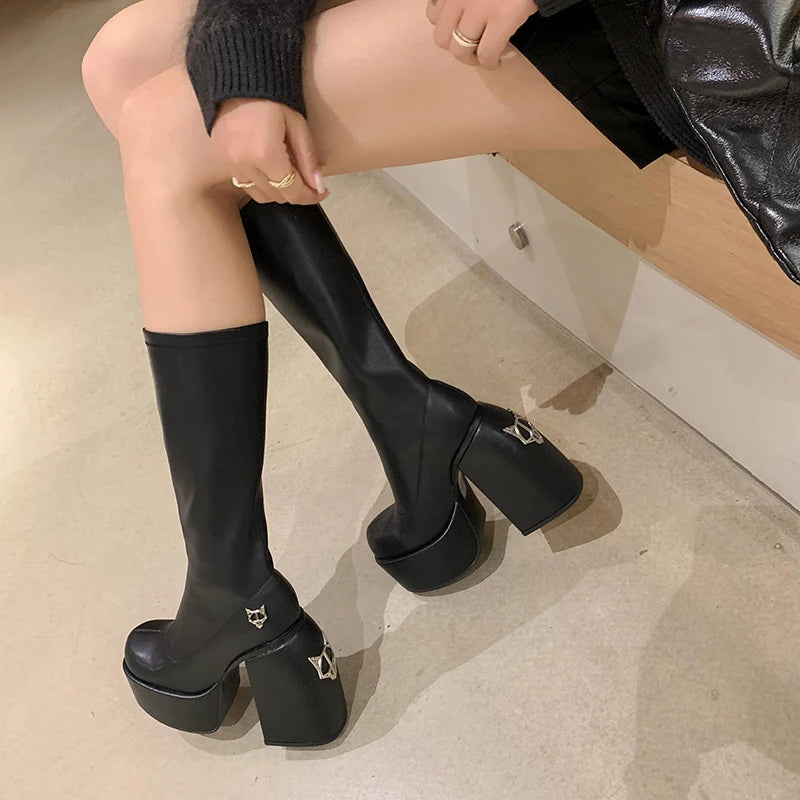 Women's designer ankle boots - 14 cm heel, stretch, bold and sexy look