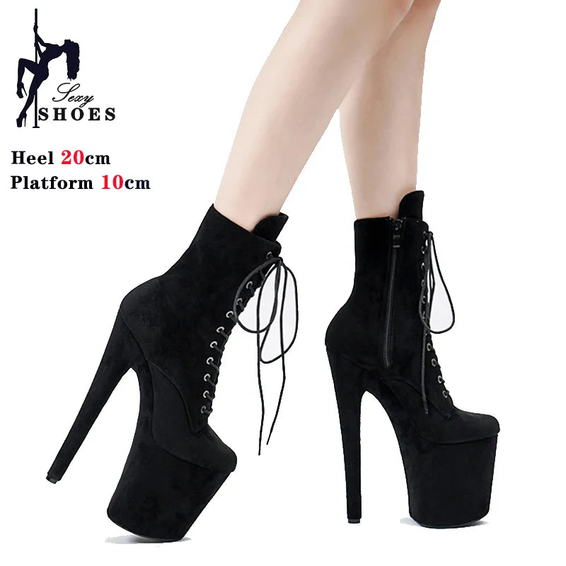 Women's Fetish Ankle Boots - Super High Heel, Western Style, Evening and Nightclub