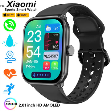BOXUXING Watch 5 Global Smartwatch – 2.01″ HD AMOLED Display, Bluetooth Calls, GPS & Health