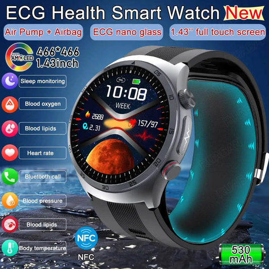 RNABAU AirCare Pro™ – 2025 Health Smartwatch with Real Blood Pressure Measurement