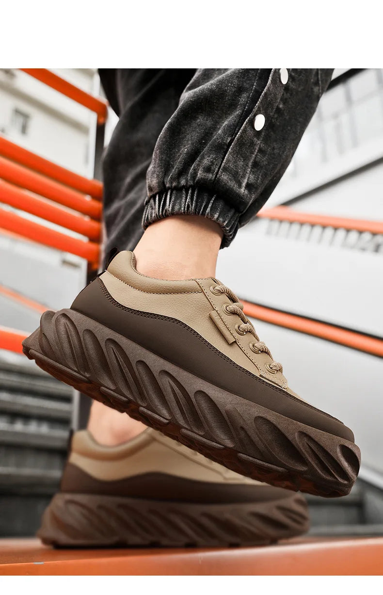 Men's Thick Sole Casual Shoes - Fashionable, Low-Top, Non-Slip, Comfortable Outdoor Sneakers