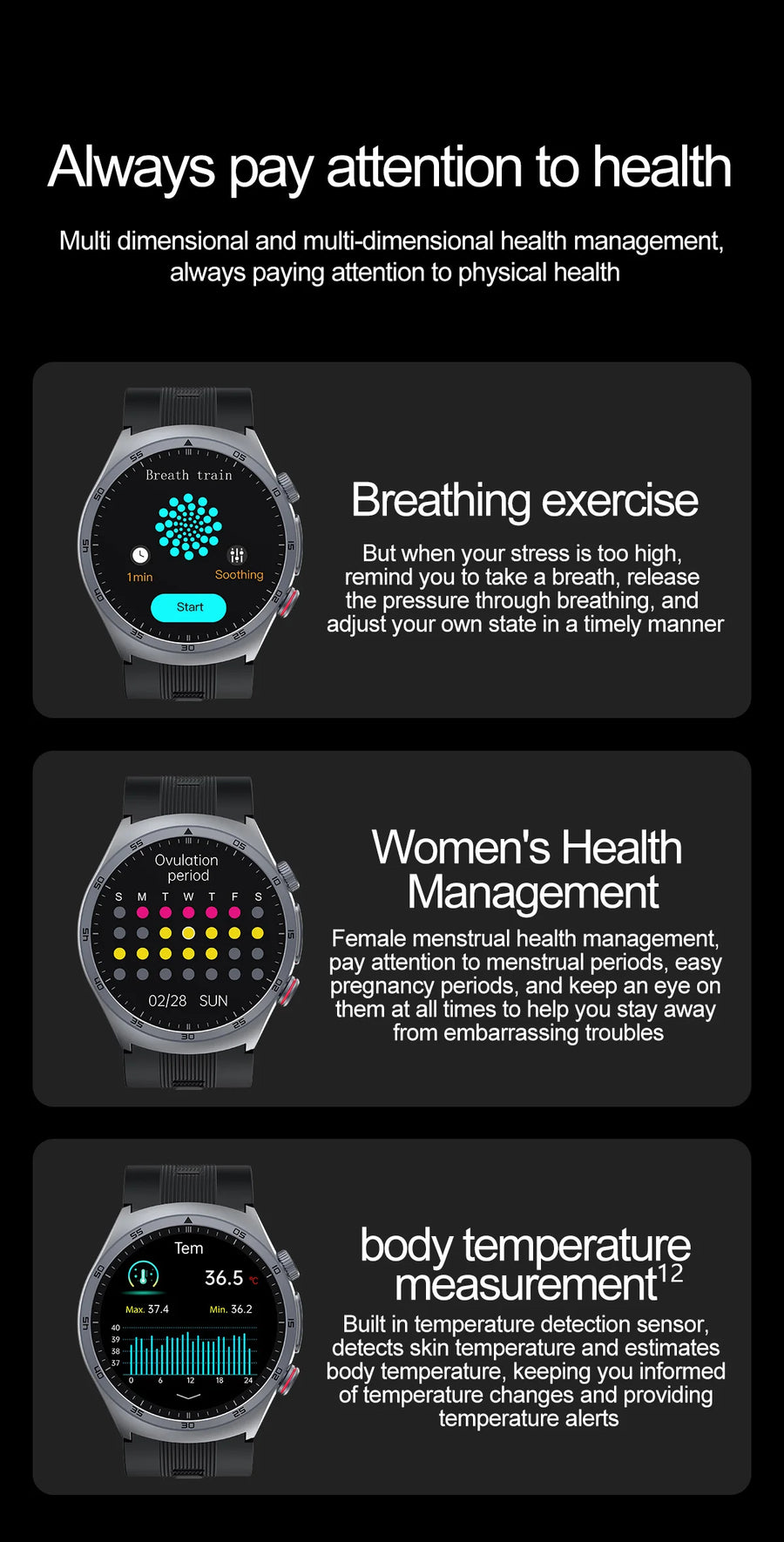 RNABAU AirCare Pro™ – Smartwatch Santé 2025 avec Mesure Réelle de la Tension