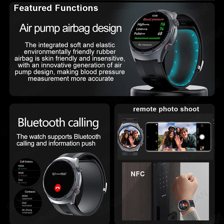 RNABAU AirCare Pro™ – Smartwatch Santé 2025 avec Mesure Réelle de la Tension
