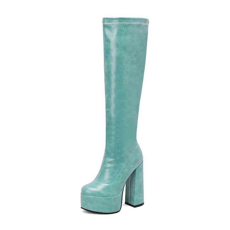 Bottes Femme Grande Taille à Talon Épais et Plateforme – FANAN AYY-A8-13 | Bottes Genou Élégantes & Sexy Automne