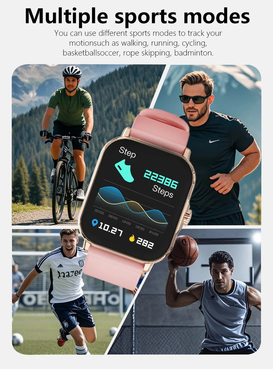 LAXASFIT 1.73” Smartwatch – Unisex Smartwatch with Customizable Dials, Health Tracking, Bluetooth, Calls & Notifications, Android & iOS Compatible