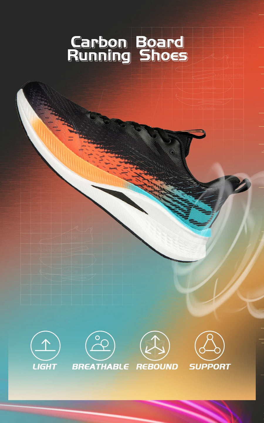 baasploa W3100 H1072 – Chaussures de running homme légères et professionnelles