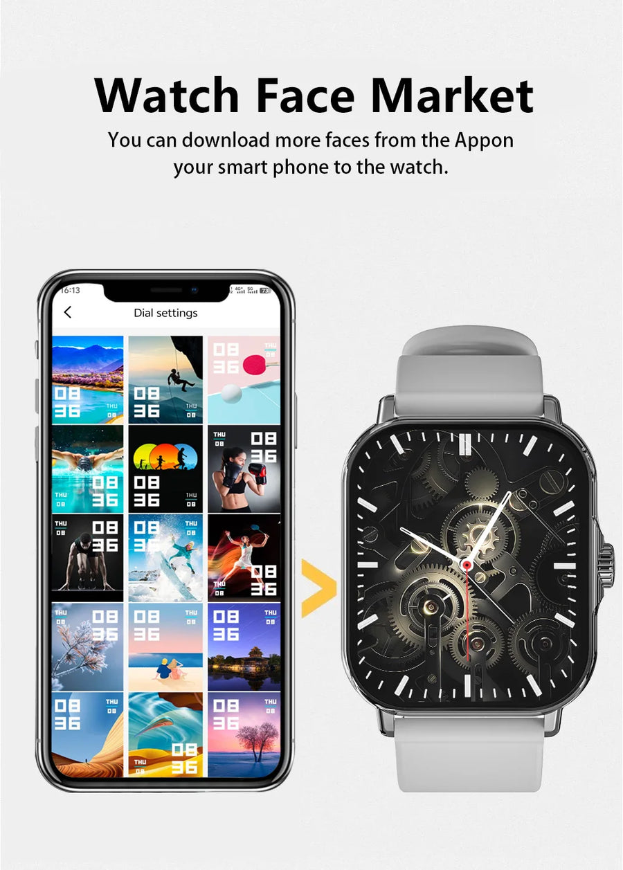 LAXASFIT 1.73” Smartwatch – Unisex Smartwatch with Customizable Dials, Health Tracking, Bluetooth, Calls & Notifications, Android & iOS Compatible