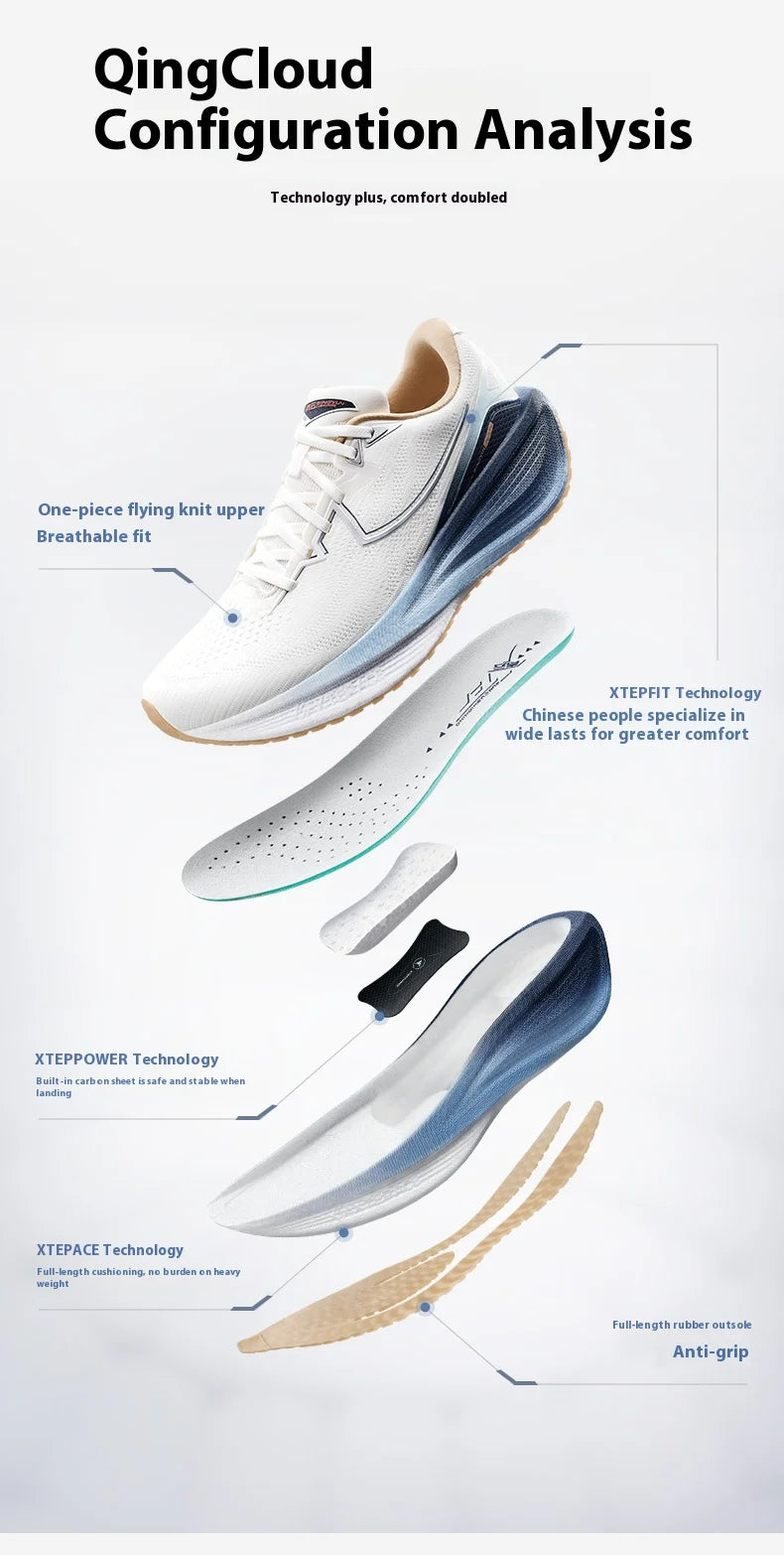 Xtep Marathon Pro – Chaussures de course homme respirantes à amorti dynamique