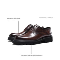 "Chaussures Homme Printemps & Automne – Richelieu en Cuir Véritable à Semelle Épaisse, Élégance Business & Casual