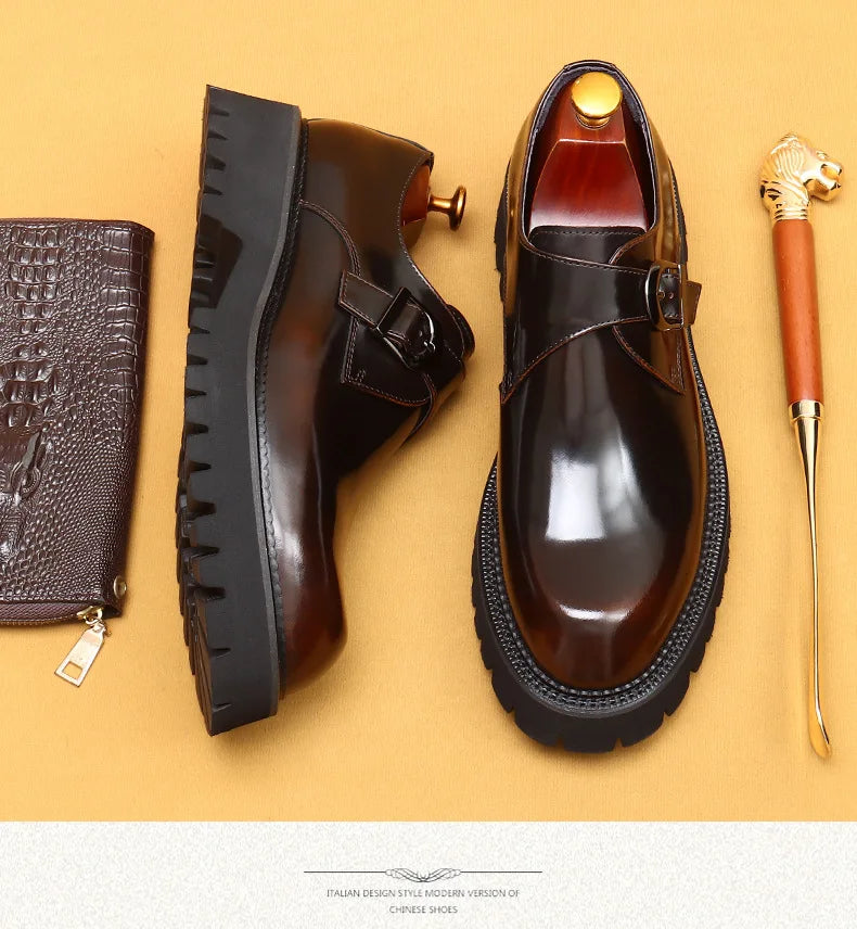 Oxford & Derby Homme – Chaussures Britanniques en Cuir Véritable, Semelle Épaisse, Business & Casual Élégant