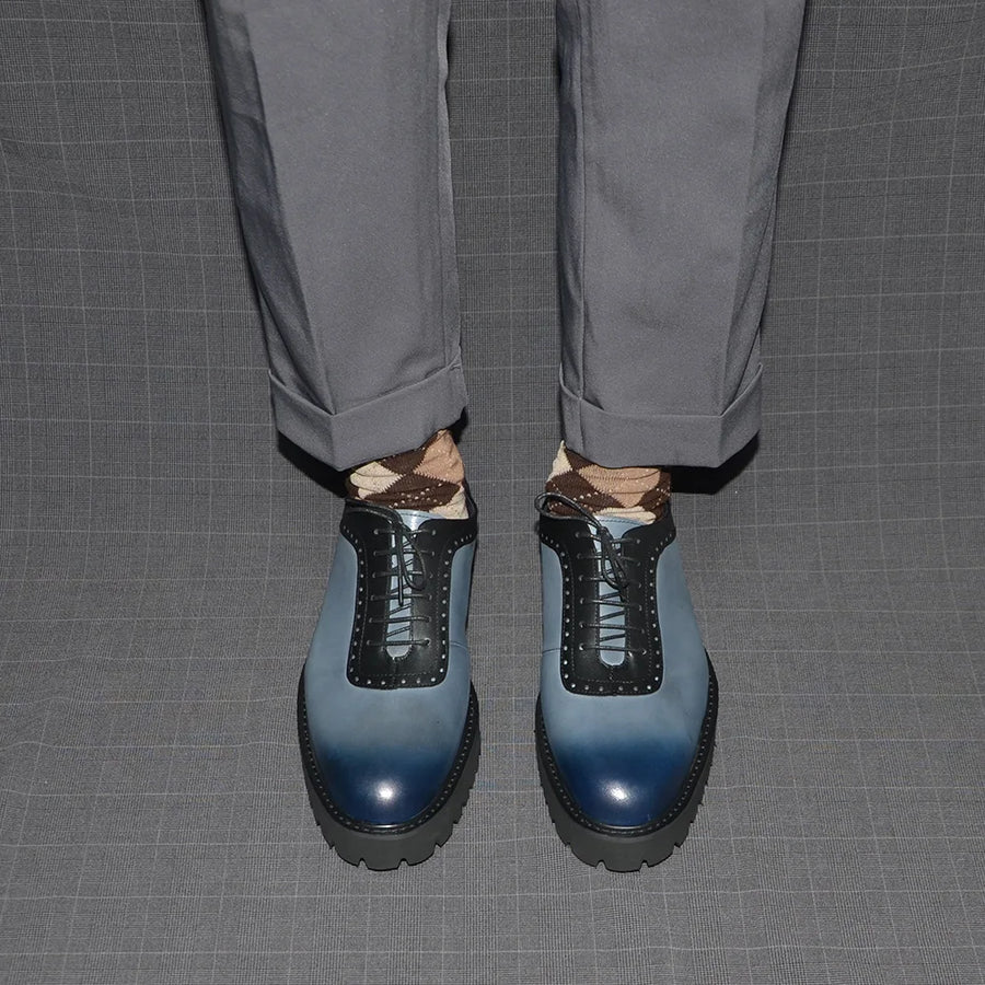 Chaussures Oxford Homme Élégantes en Cuir Véritable – Talon Réhaussant, Bout Rond, Style Bureau et Casual